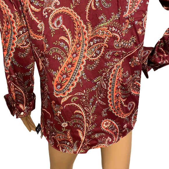๐ CHAPS BY RALPH LAUREN | NO IRON WINE MULTICOLOR PAISLEY BUTTON DOWN SHIRT L - Picture 10 of 16